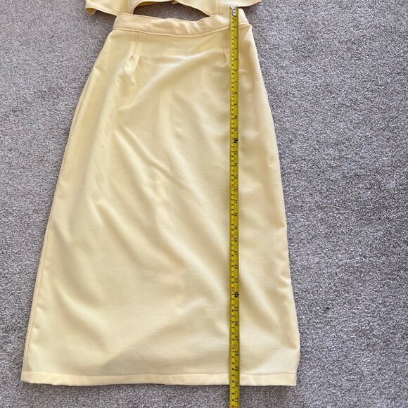 Vintage Handmade 1950s 2-Piece Yellow Linen Blouse and Skirt Set Single Stitch - Picture 10 of 13